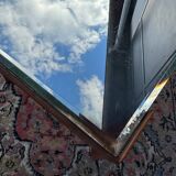 Small wooden coffee table with a mirror from the 1950s.