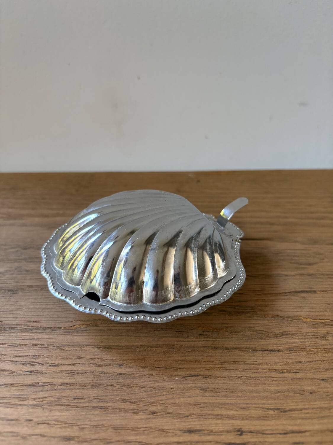 Vintage blue glass shell butter dish from Italy, 1960s