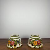 Pair of hand-painted ceramic pendant lights, 1980