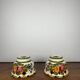 Pair of hand-painted ceramic pendant lights, 1980