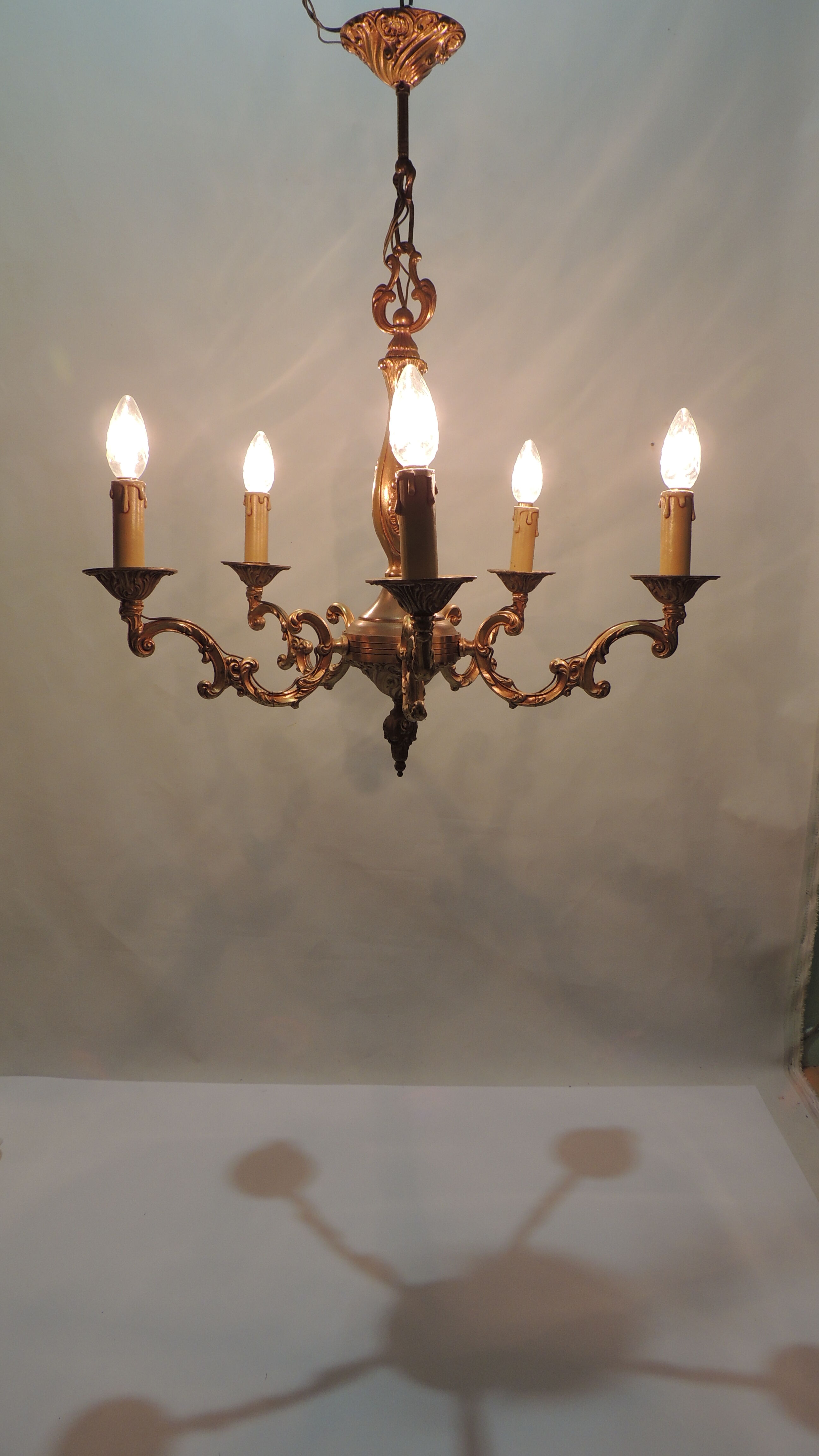Bronze vintage five-pointed chandelier