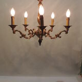 Bronze vintage five-pointed chandelier