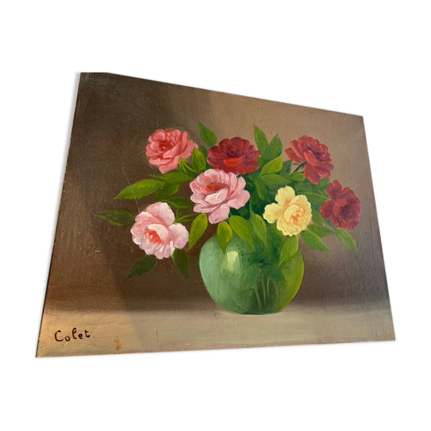 Table bouquet of roses by vintage Collet