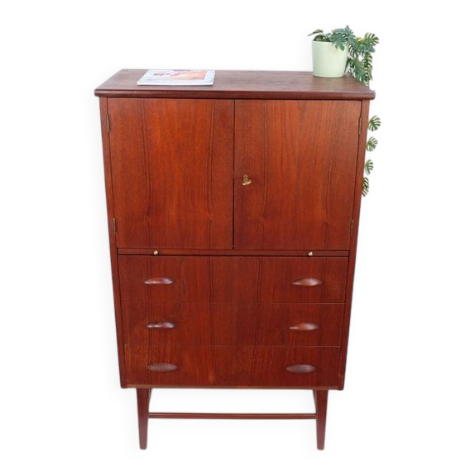 Teak secretary in Danish style, 60s/70s, retro style.