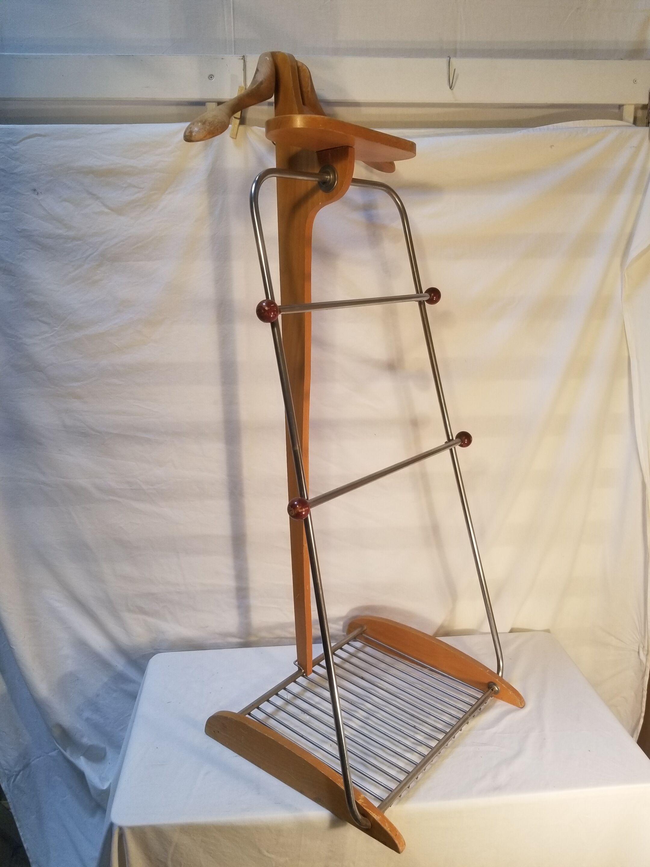 Vintage wood and metal night valet