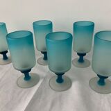 Set de 6 verres à pied en verre givré bleu