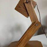 Lampe cocotte articulée en bois de pin 1970