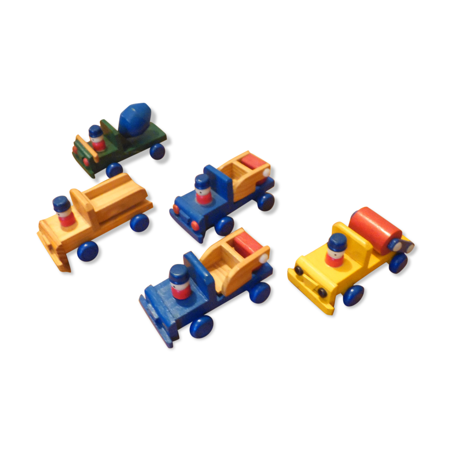 Lot de 5 véhicules de chantier bois