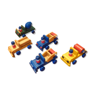 Lot of 5 woodwork vehicles