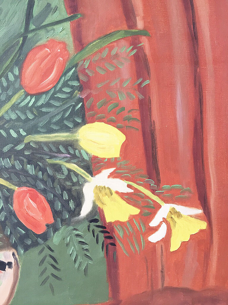 Toile huile fleurs 110x80 cm