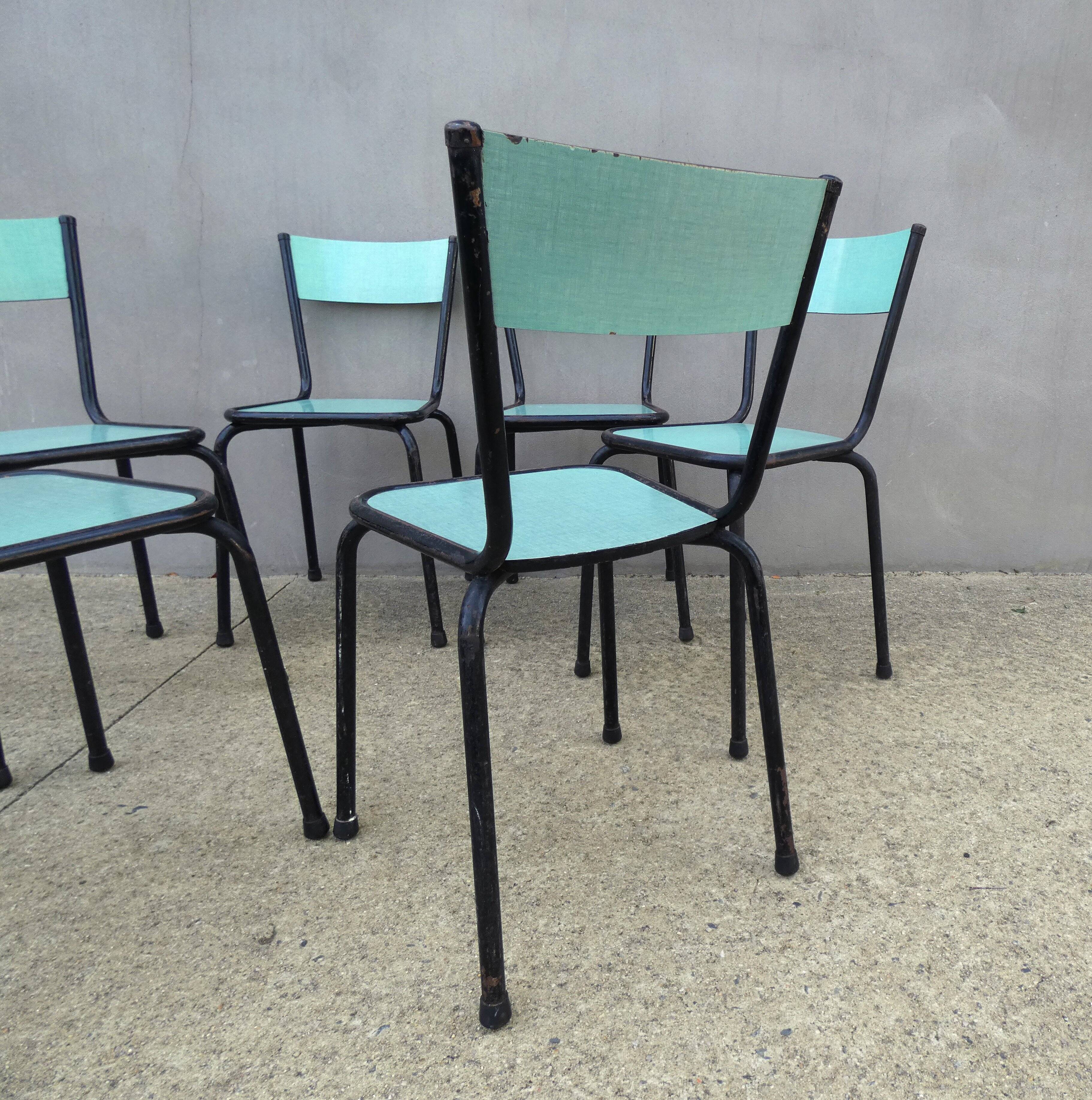 6 chaises en formica vert mint design vintage