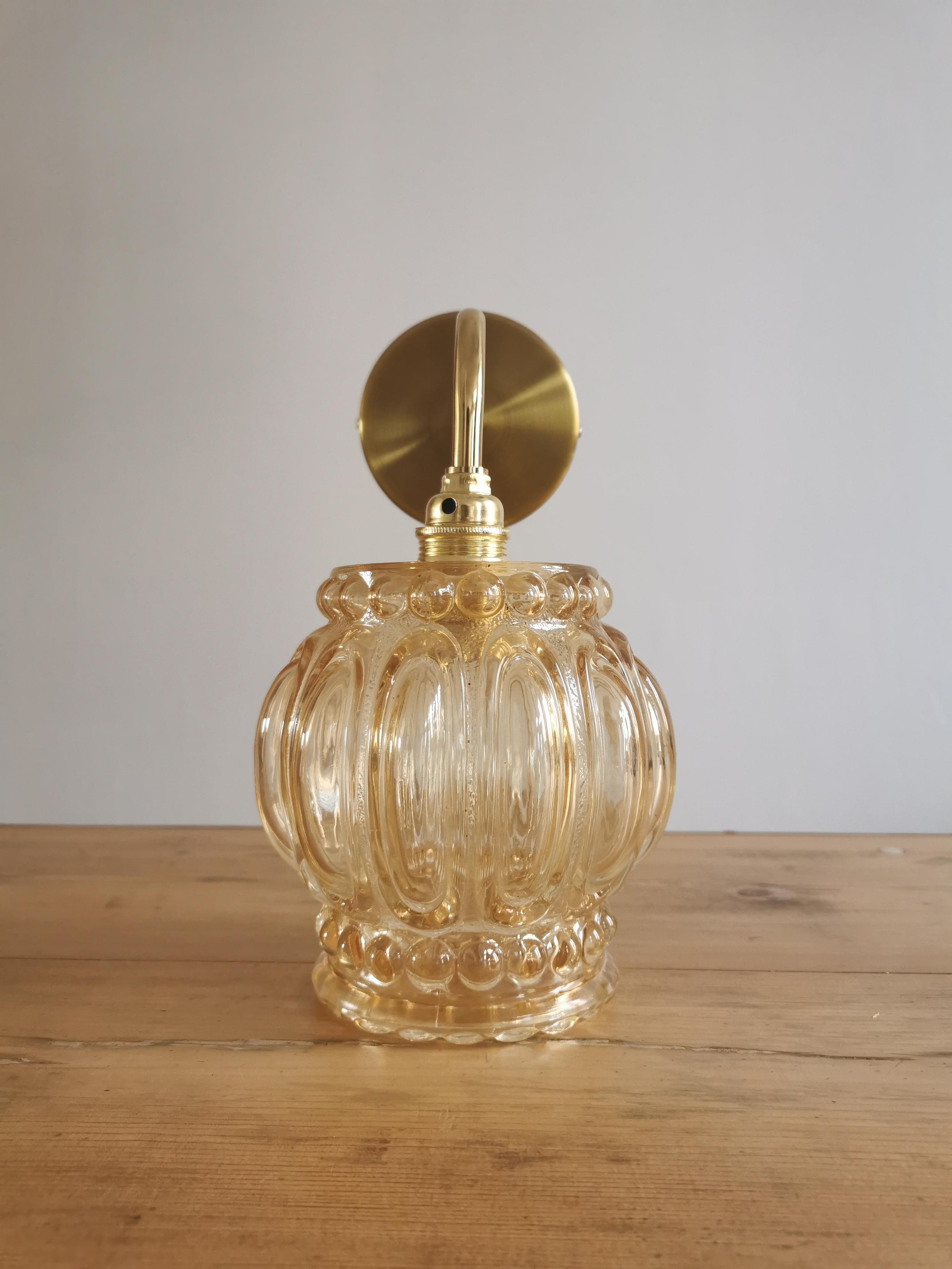 Vintage globe wall lamp in molded glass