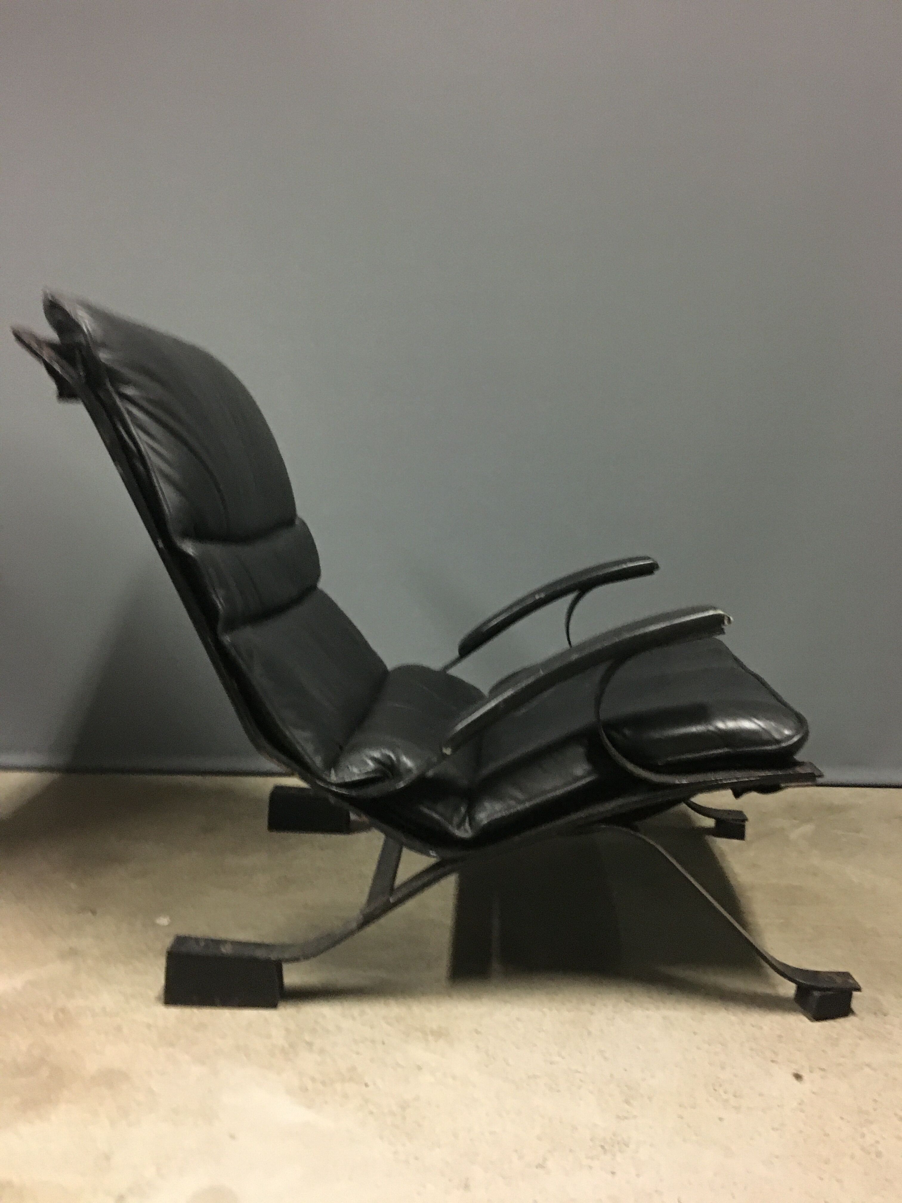 Pep Bonet Tuman Black Leatherette Lounge Chair for Levesta, circa 1969