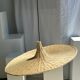 Large suspension, rattan luminaire in hat shape D:80cm