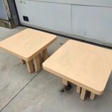 Set of 2 cream resin side tables by Jean Claude Dresse, Belgium, 1970s