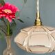 Suspension abat-jour vintage art déco en opaline rose