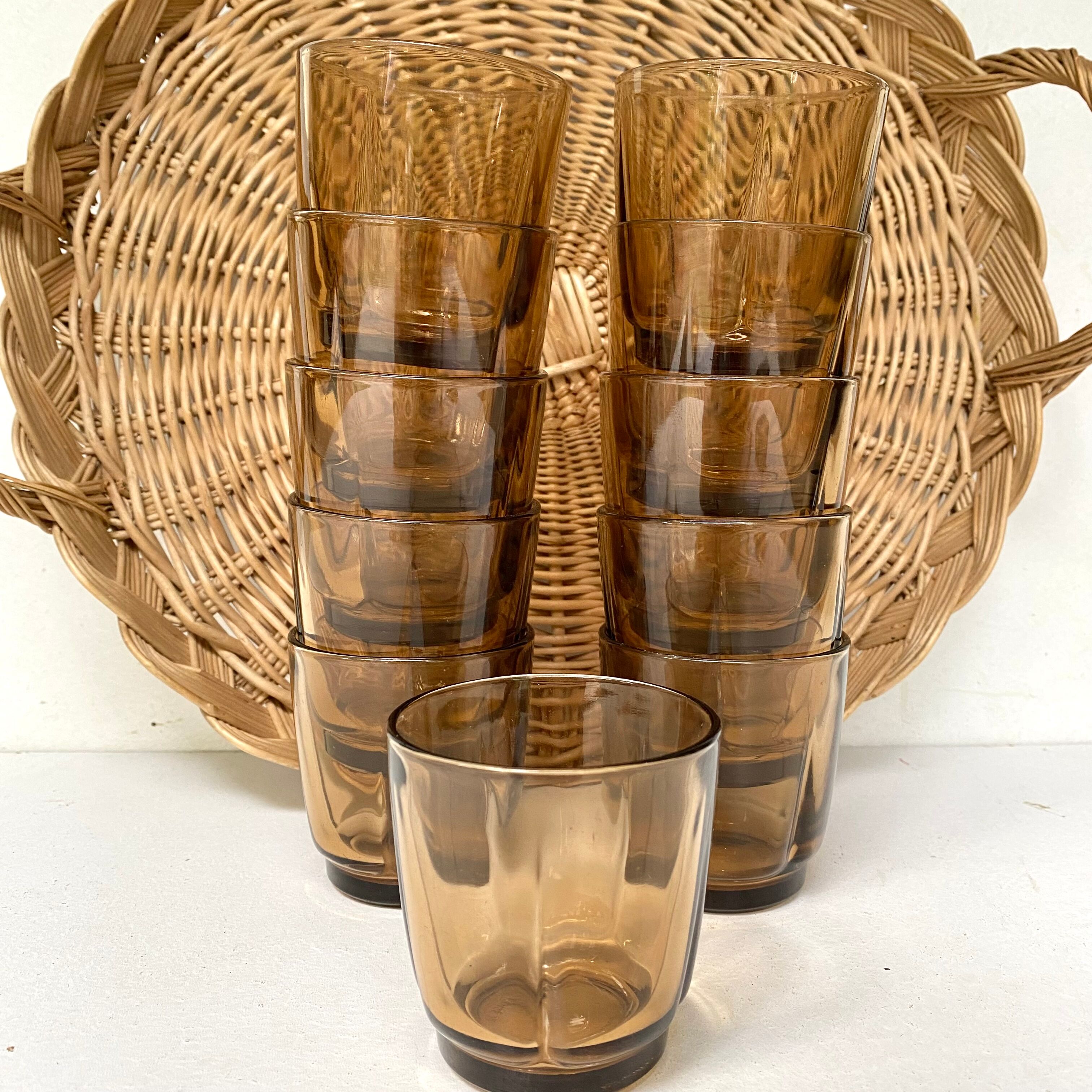 Vintage Duralex smoked water glasses