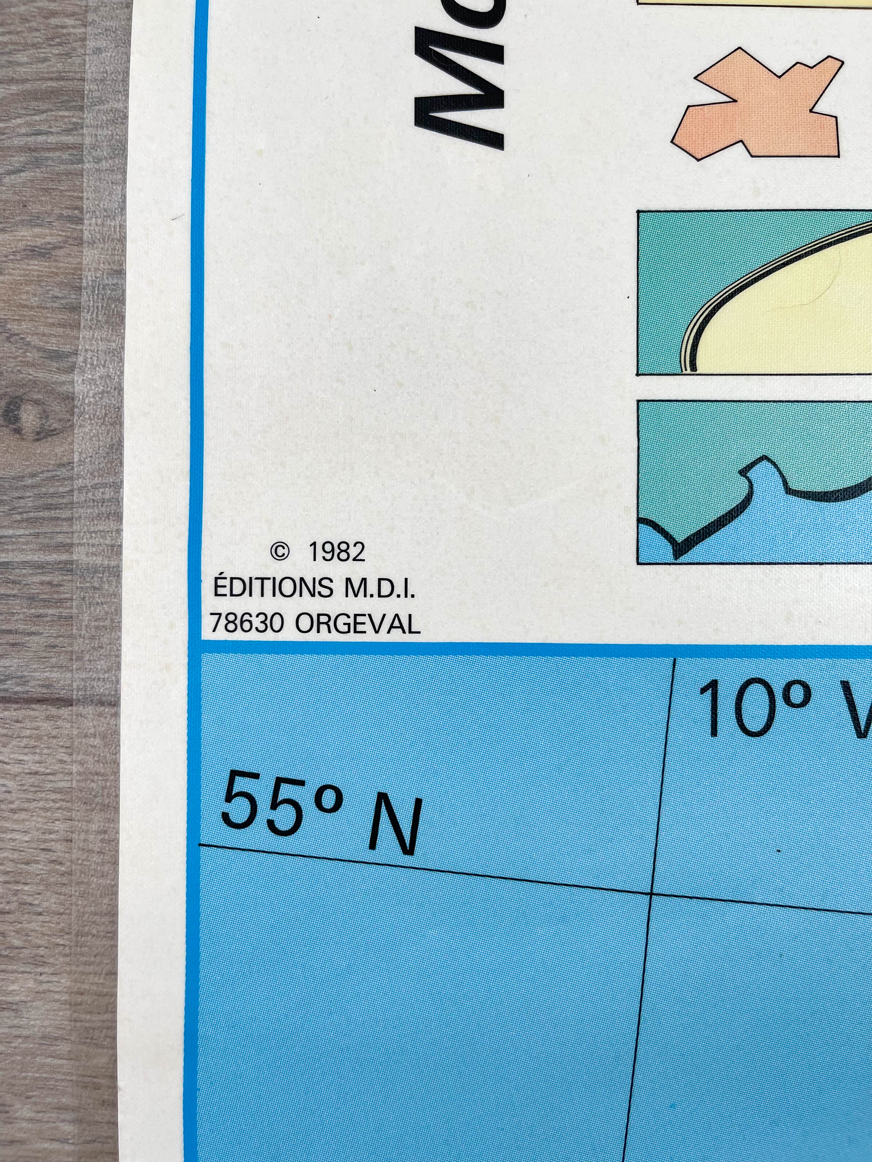 Vintage school map of the British Isles, mid-1982
