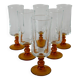 set of 6 vintage amber-footed champagne flutes 1970