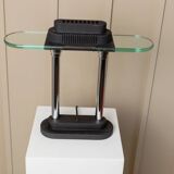 Vintage black metal and glass table lamp Bankers by Robert Sonneman for Georges Kovacs, Memphis Design 1980s