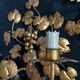 Stunning vintage wall lights in gilded iron with vine and grape decor from Italy.