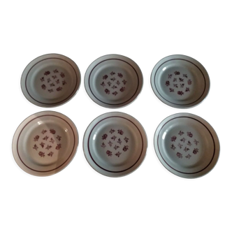 Series of six flat earthenware plates Pexonne model Algiers