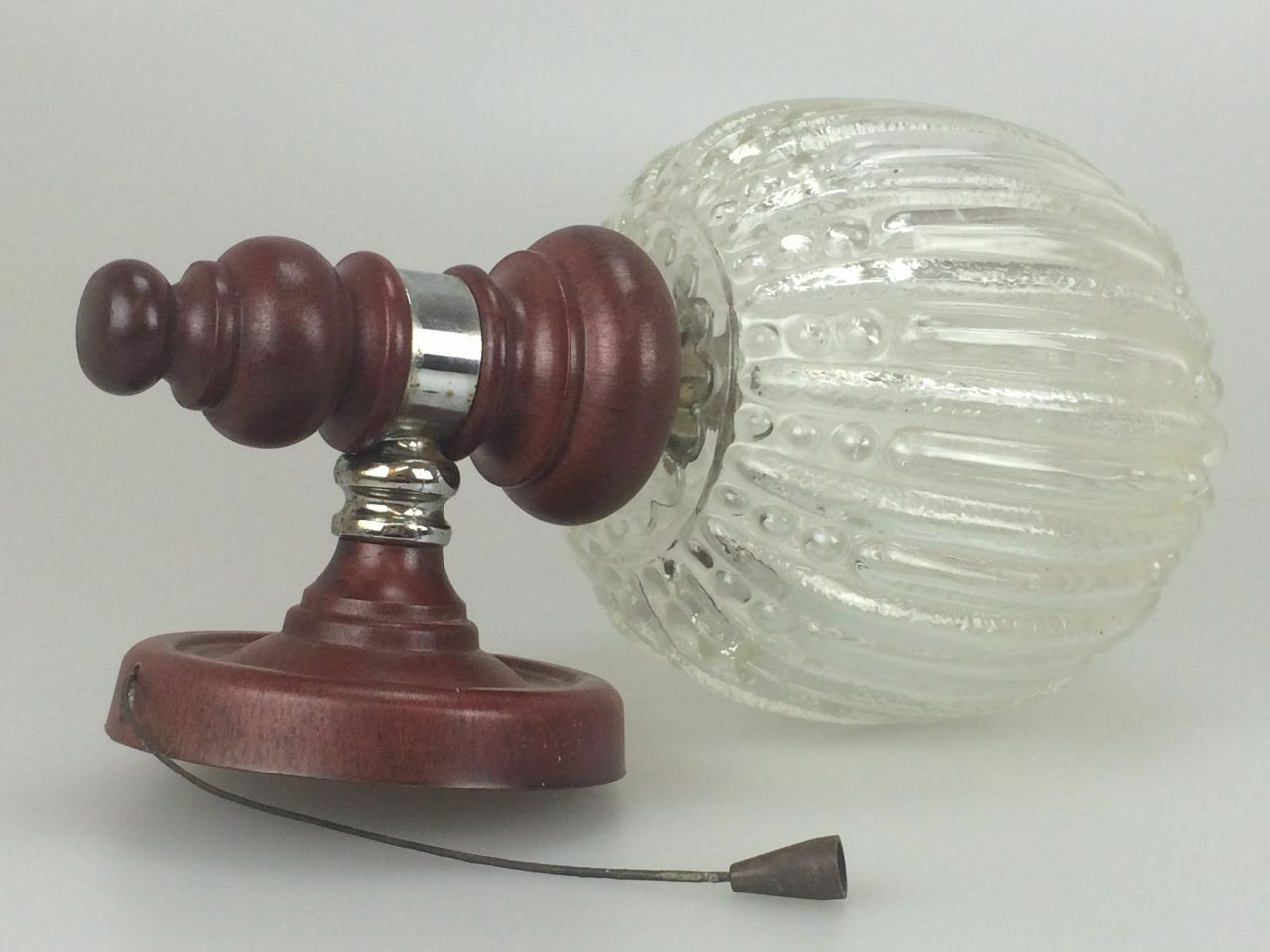 60s 70s lamp light wall lamp wood chrome glass Space Age Design