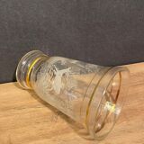 Glass vase with deer engraved decoration early twentieth century