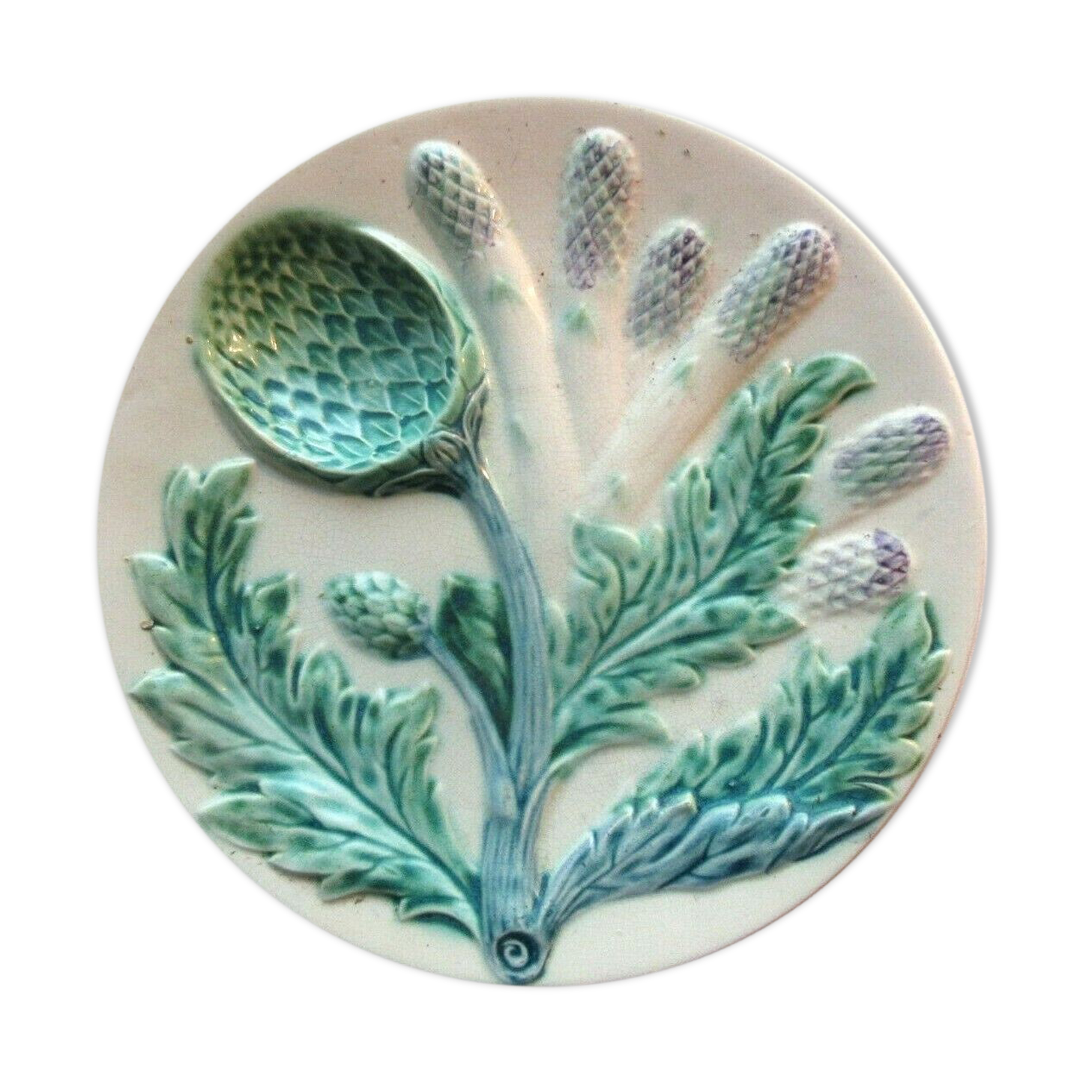 Plate of asparagus in splash of LUNEVILLE: Asparagus and Artichokes
