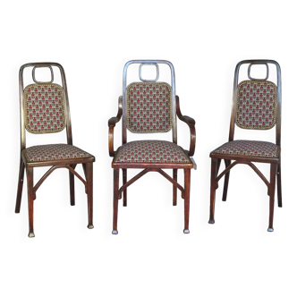 2 chaises et 1 fauteuil Secession Viennoise, 1910-1914
