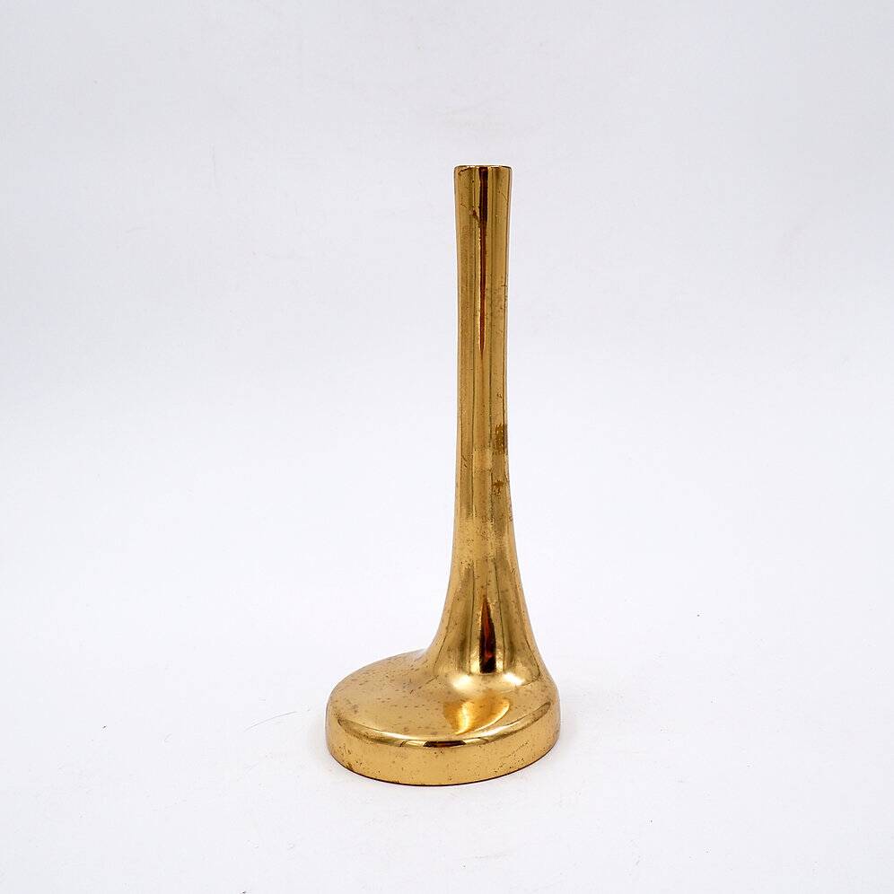Asymmetrical brutalist flower vase in bronze by Heinz Goll, 1960s.