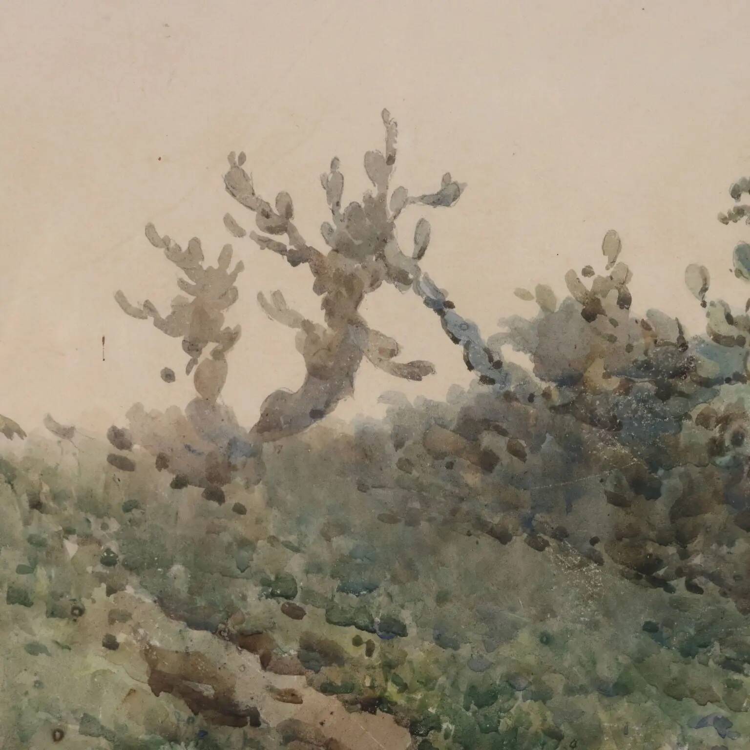 Old painting signed Angelos Giallinas, watercolour on paper from the 1800s.
