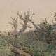 Old painting signed Angelos Giallinas, watercolour on paper from the 1800s.