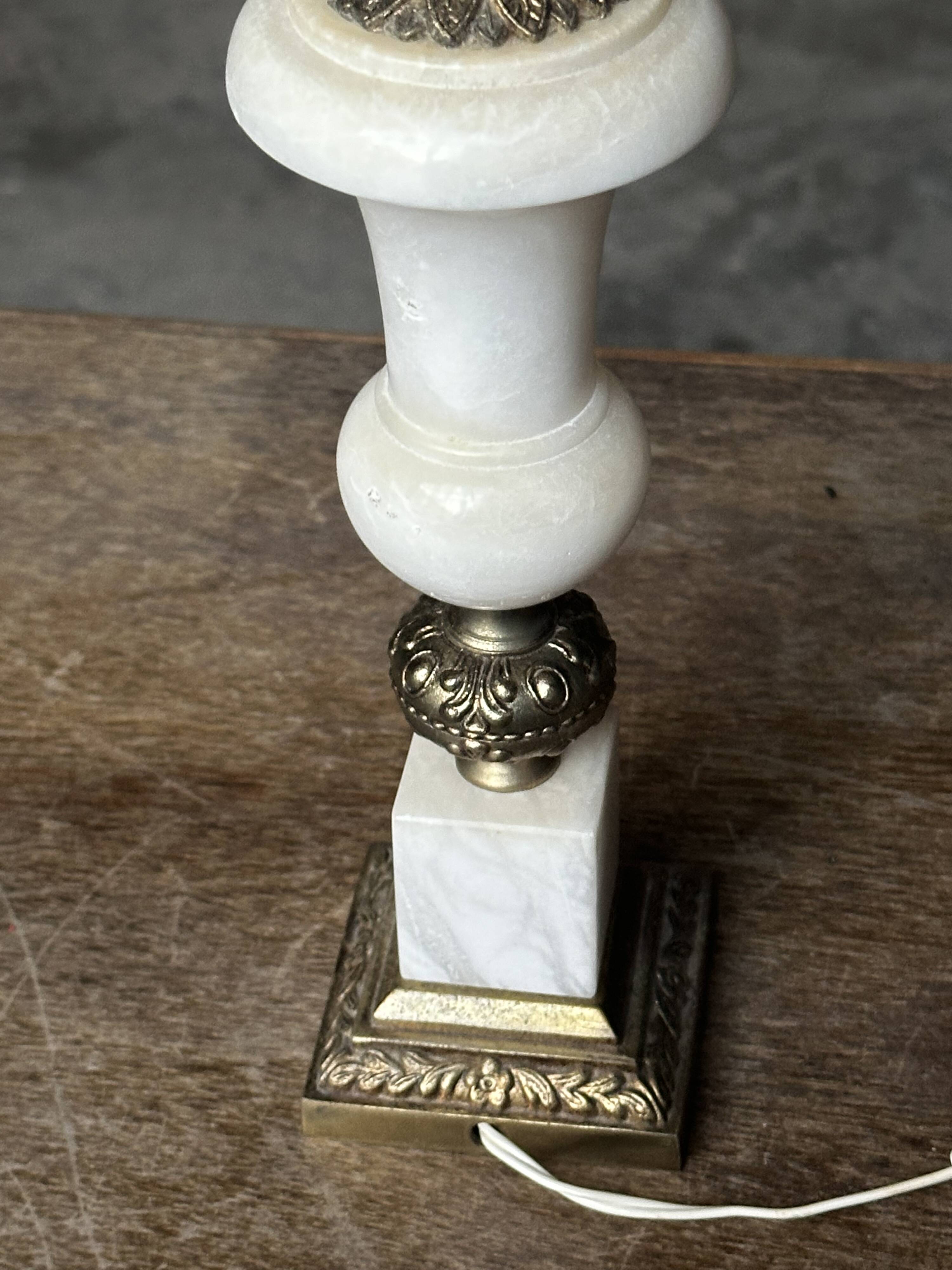 Vintage Alabaster and Brass Lamp Base H 30 cm