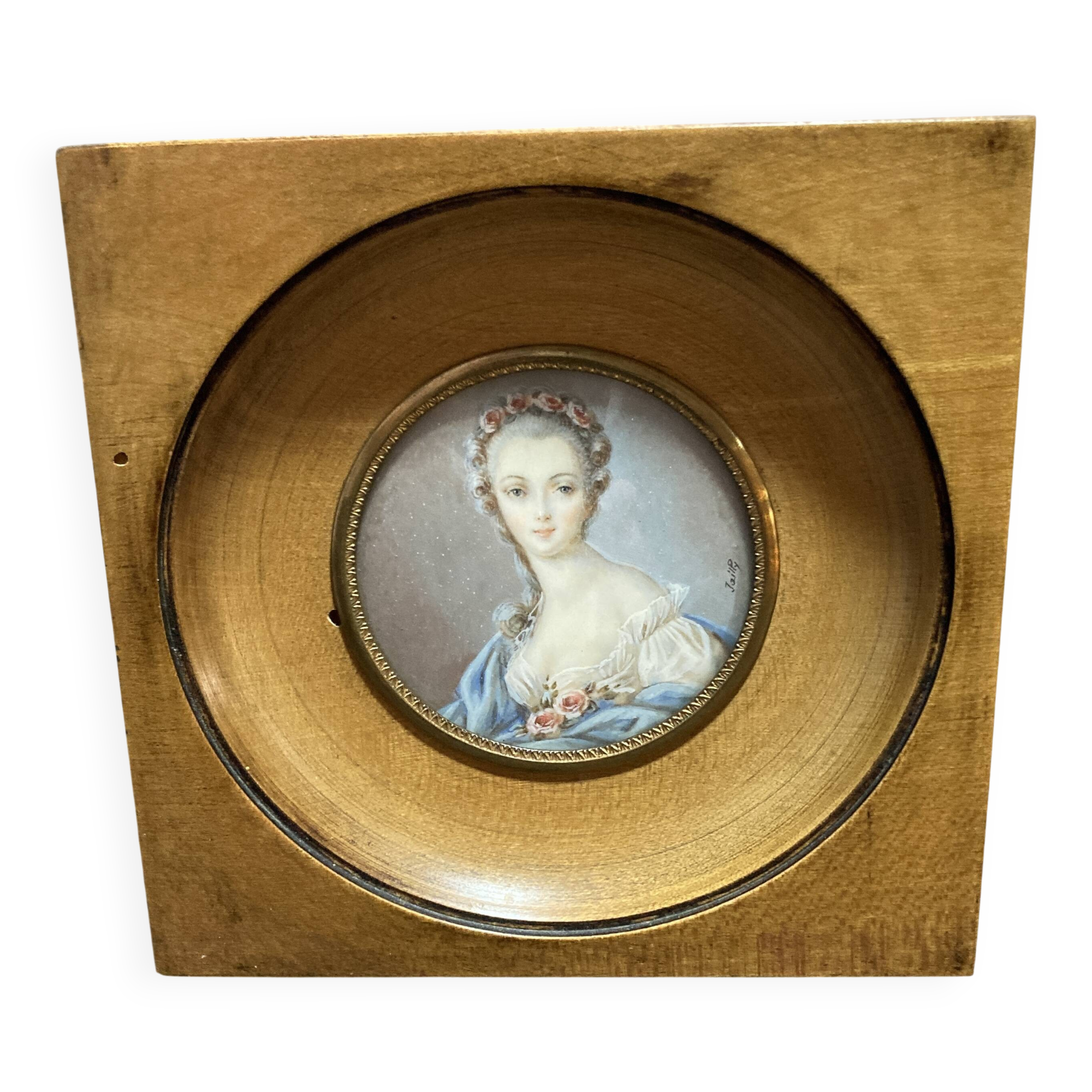 Portrait of a woman - miniature in the 18th century style