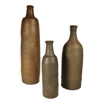 Lot of three bottles in stoneware from normandy