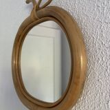 Vintage 1970s apple rattan wicker fruit mirror - 35 x 32 cm