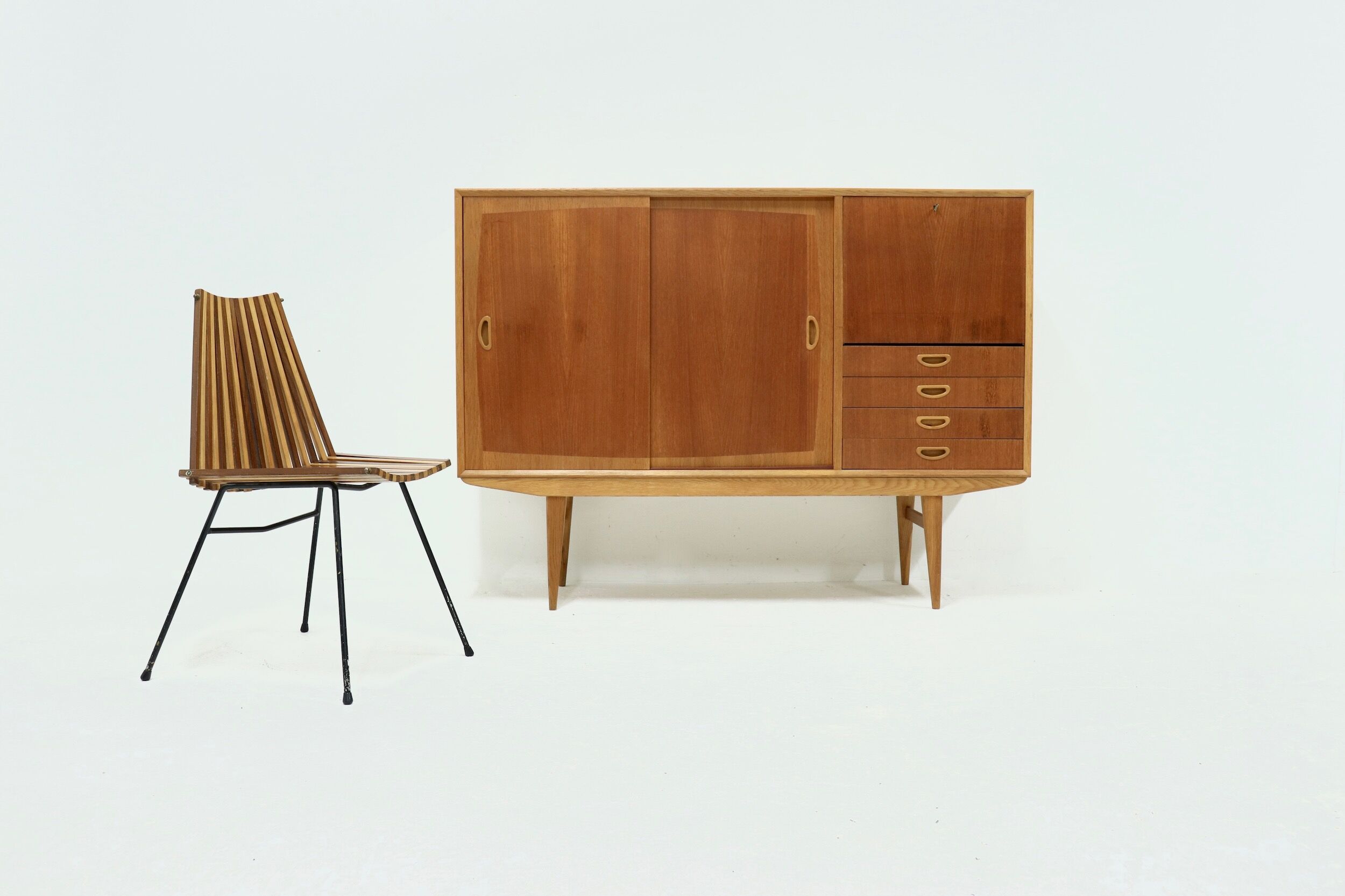 Scandinavian Two Tone Teak Highboard 1960s