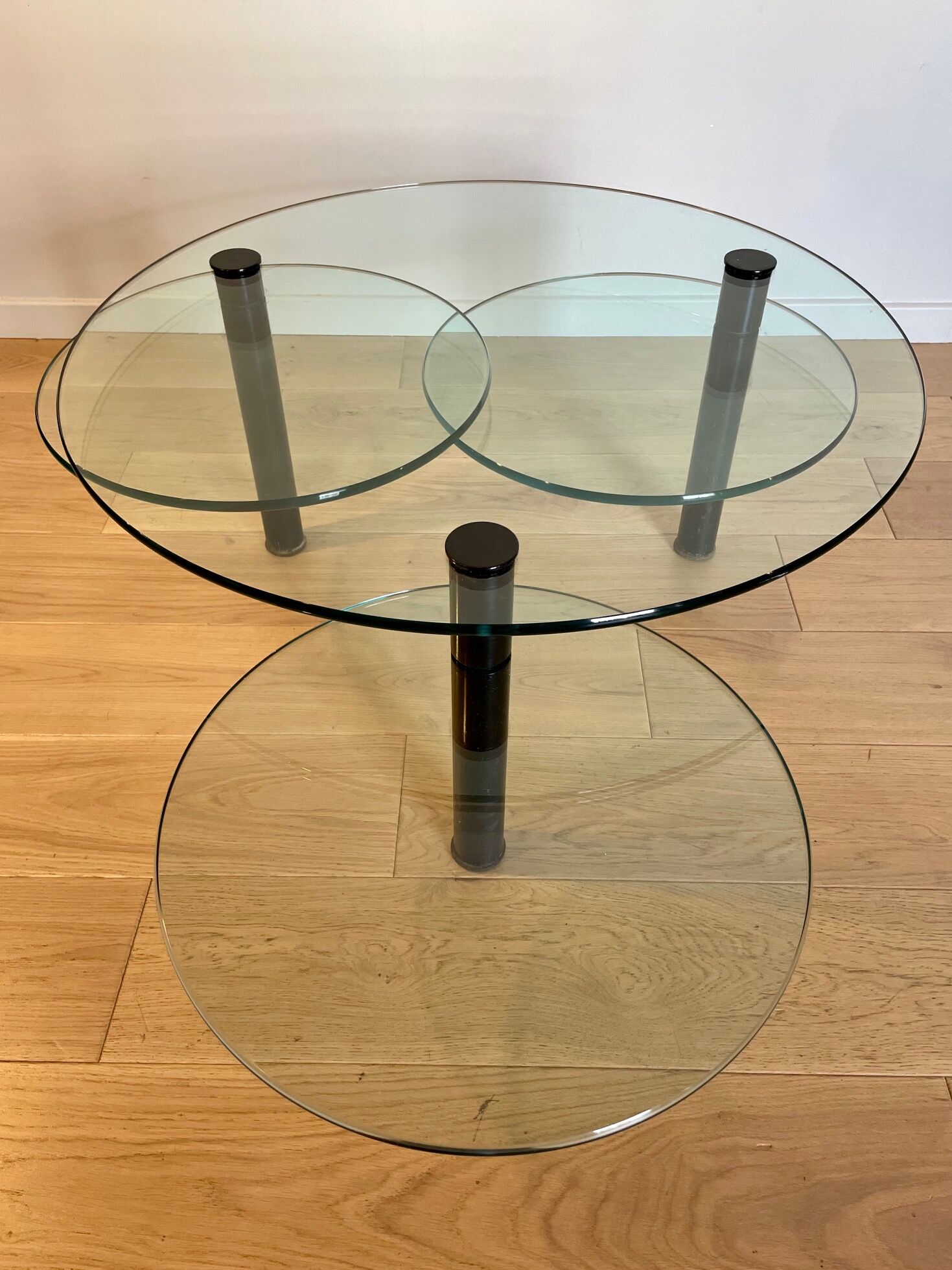 Glass coffee table and black base