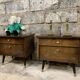 Pair of night tables feet compass bedside end of vintage sofa old 1950 1960 retro