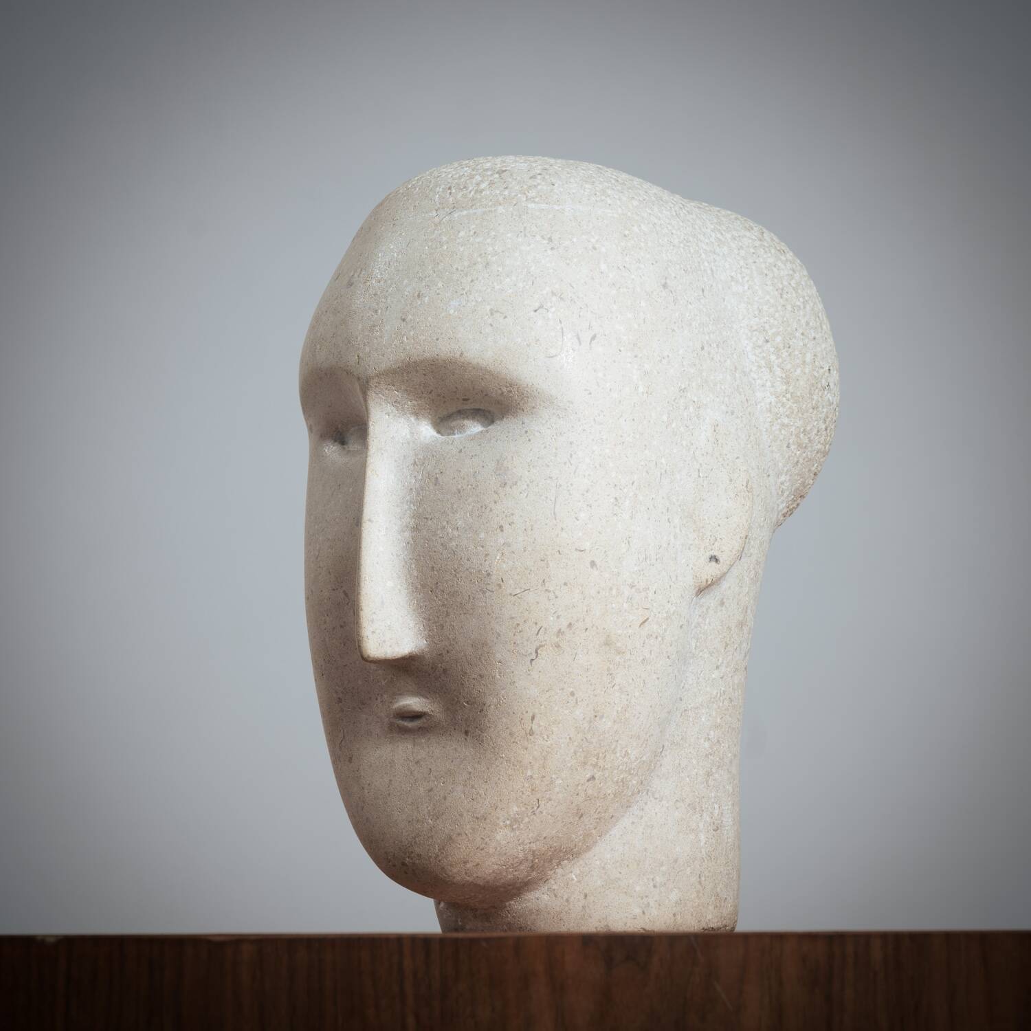 Modernist figurative sculpture bust in sandstone