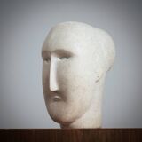 Modernist figurative sculpture bust in sandstone