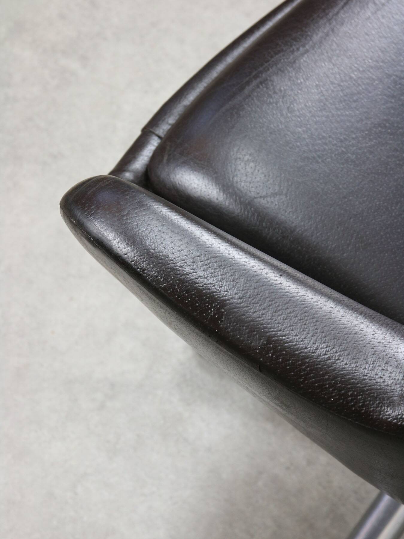 Italian Vintage Chocolate Brown Leather Office Chair