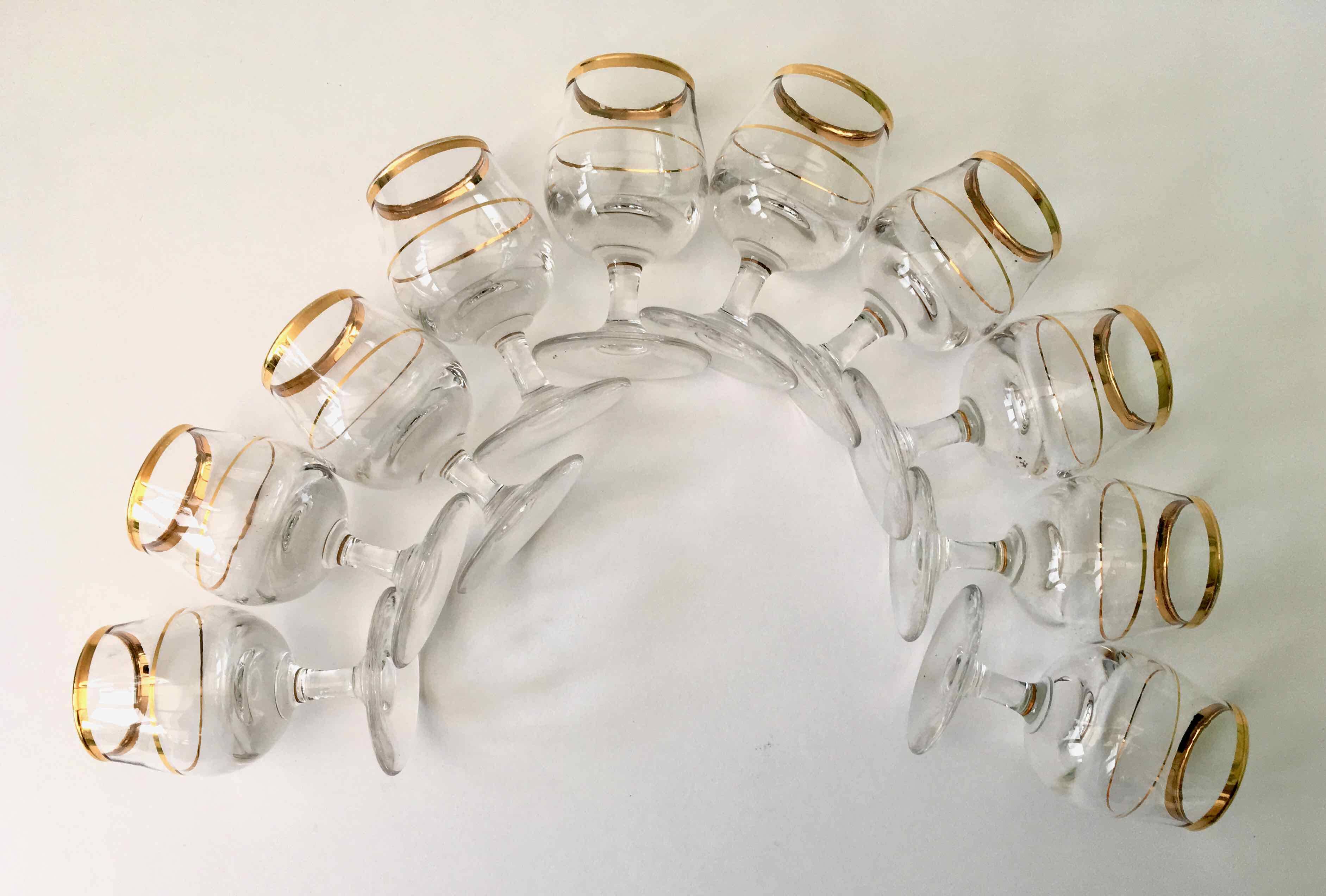 Set of 10 vintage alcohol glasses