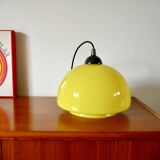 Suspension en opaline jaune mushroom design années 60-70