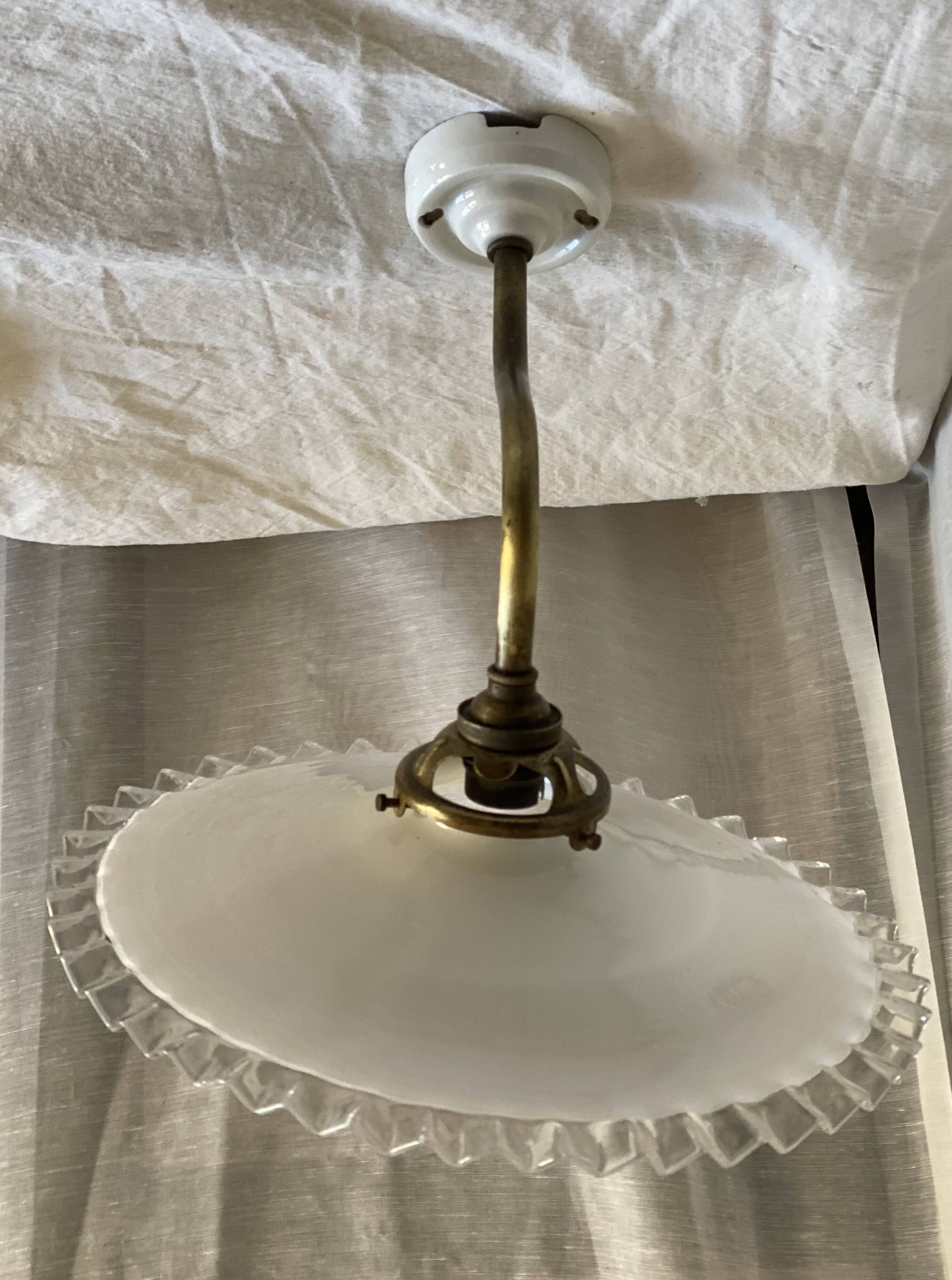Vintage "swan neck" opaline wall light signed