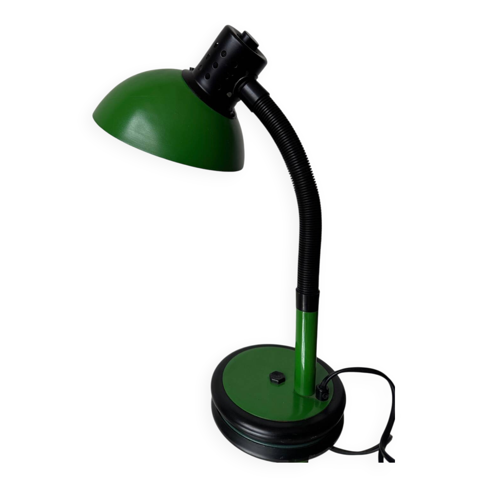 Green Aluminor articulated desk lamp from the 70s