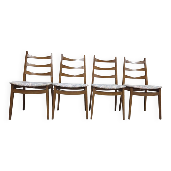 Suite de 4 chaises vintage Welzel style scandinave années 70'.