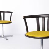 Paire de chaises pivotantes vintage – Design allemand des années 1970 – Hêtre laqué noir
