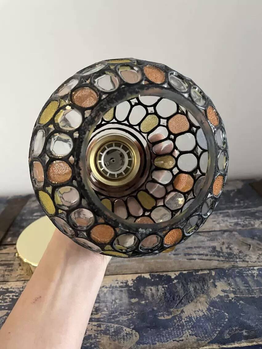 Multicolored faceted globe pendant light